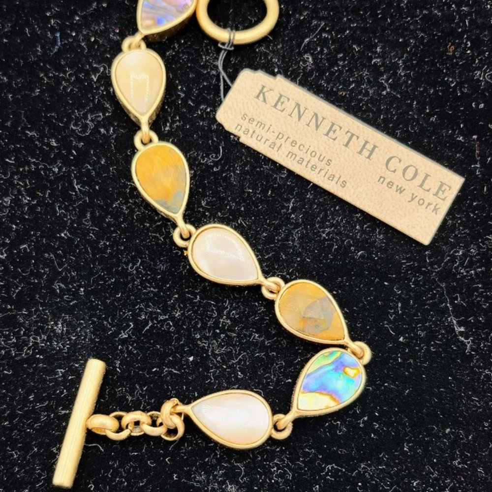 NWT Kenneth Cole Abalone Shell Teardrop Bracelet Semi-Precious Natural Materials